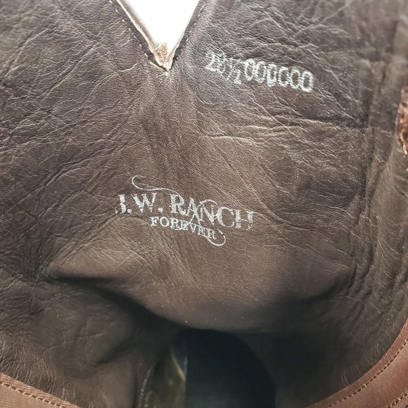JW Ranch Leon Mexico crafted mens 9.5 brown suede bull neck cowboy western boots - Picture 14 of 16
